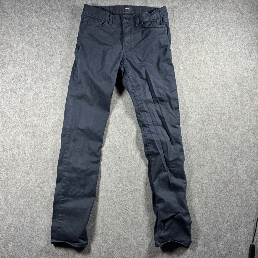 Theory Haydin Straight Slim Fit Navy Blue Chino Pants Mens 28x29 Business Causal